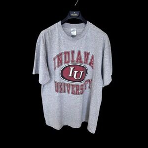 Vintage 2000's Indiana Hoosiers Tshirt IU Football Sz XL Grey Distressed